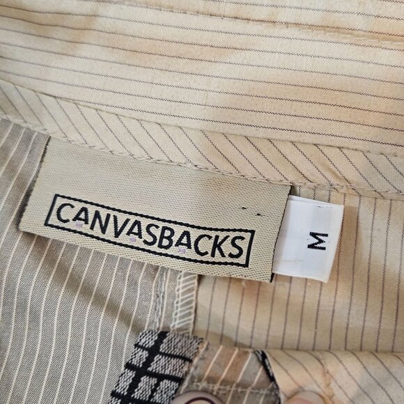 Canvasbacks Silk Blazer Jacket Medium Applique Gold Vintage Boho Artsy - Picture 7 of 10